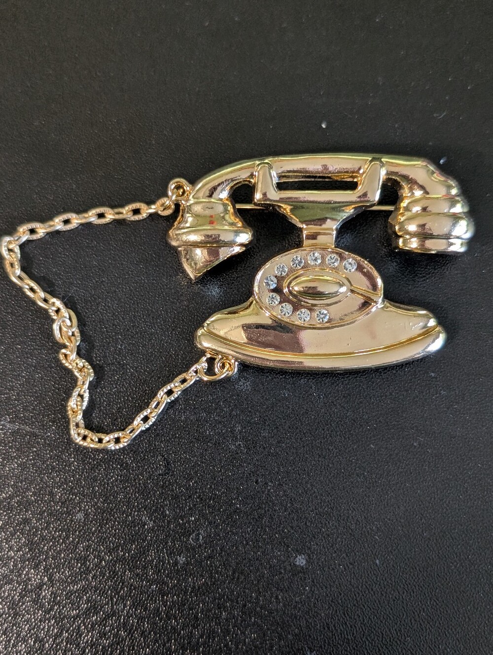 Gold Vintage Telephone Phone Charm Necklace Pendant